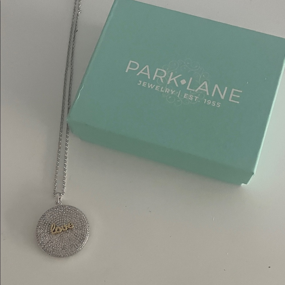 Park Lane Silver Necklace with Gold Love Pendant